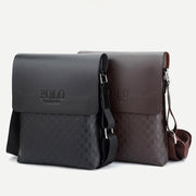Small Messenger Bag for Men Plaid PU Leather Crossbody Shoulder Bag