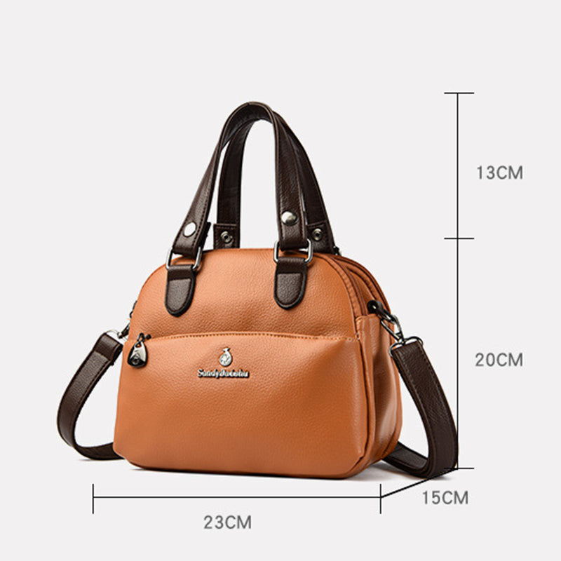 Triple Compartment Commuter Top Handbag For Women Minimalist Crossbody Bag