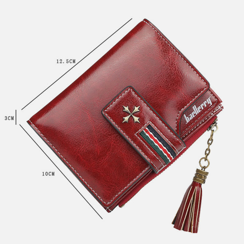 Short Bifold Wallet Retro Multi Slot Women Leather Purse