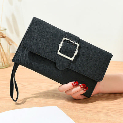 Lychee Pattern Envelope Style Wallet Women Classic Leather Bag