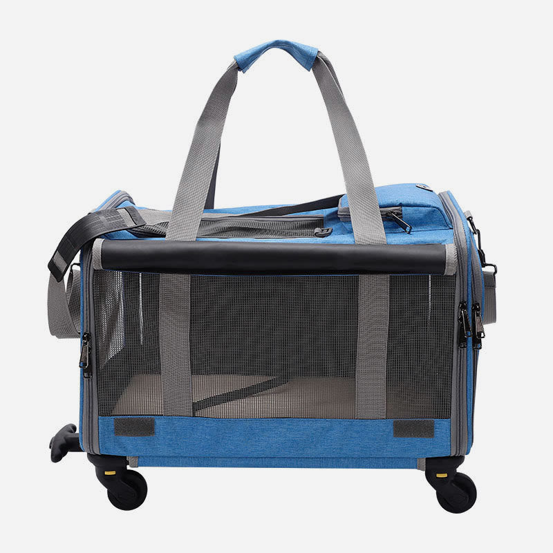 Rolling Pet Carrier Foldable Breathable Pull Rod Pet Bag