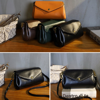 Retro Genuine Leather Handmade Crossbody Bag Multi-Slot Shoulder Bag