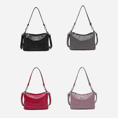 Triple Compartment Crossbody Bag for Women Vegan Leather Bucket Bag