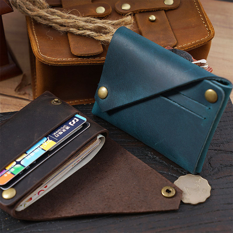 Retro Handmade Genuine Leather Card Holder Front Pocket Wallet Coin Purse