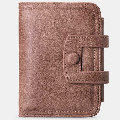 Women's Small Trifold Wallet Real Leather Retro Compact Pocket Wallet