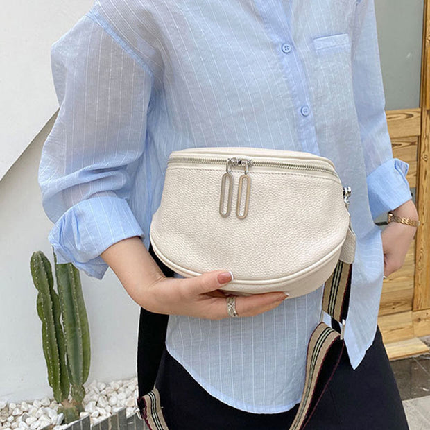Crossbody Bag For Women Genuine Leather Double Zippers Daily Bag