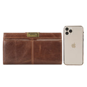 Retro Clutch Handbag for Women RFID Blocking Long Oil Wax Leather Wallet