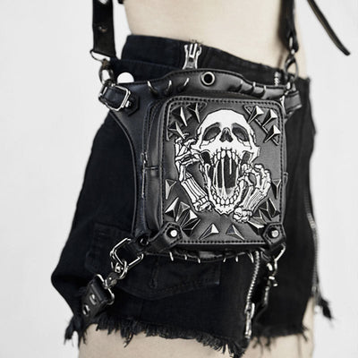 Women Steampunk Outdoor Waist Bag Funny Skull Party Phone Bag