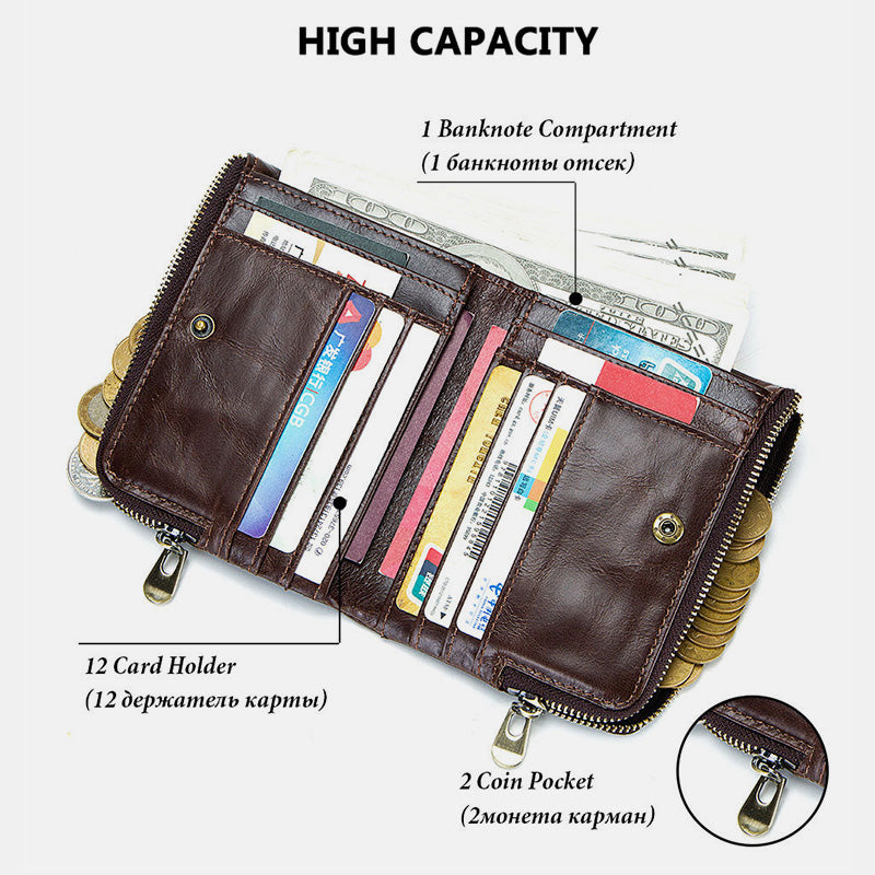 RFID Anti-theft Multi-slot Bifold Wallet