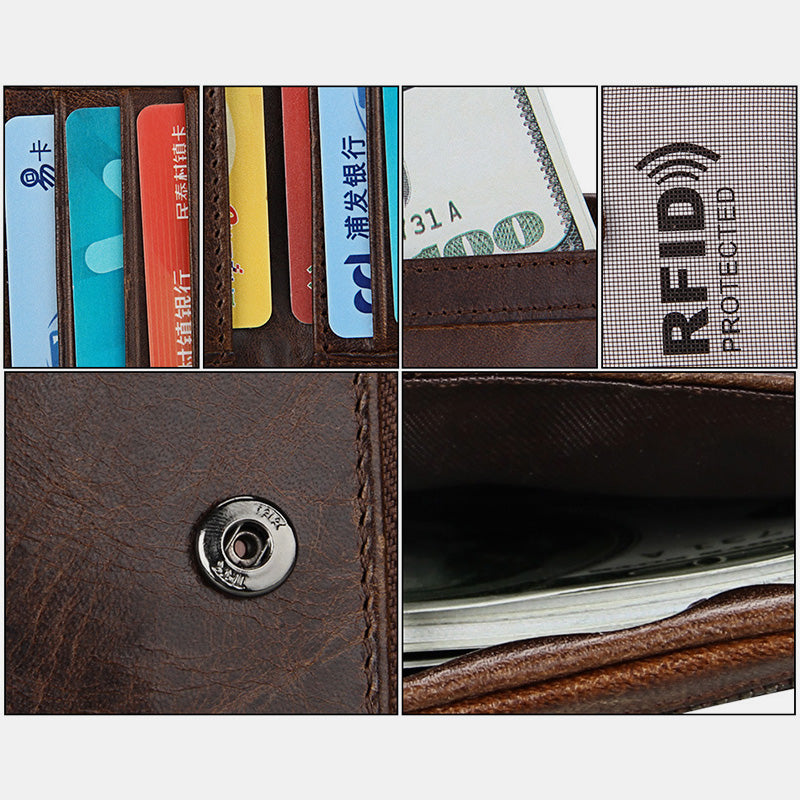 RFID Crazy Horse Leather Wallet