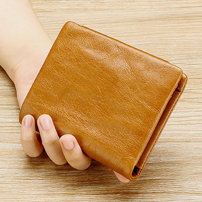 Genuine Leather RFID Trifold Vintage Wallet