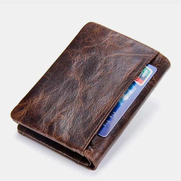 High Capacity Vintage Leather Trifold Wallet