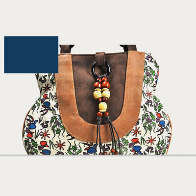 Top-Handle Bag For Women Ethnic Style Printing Canvas Handbag