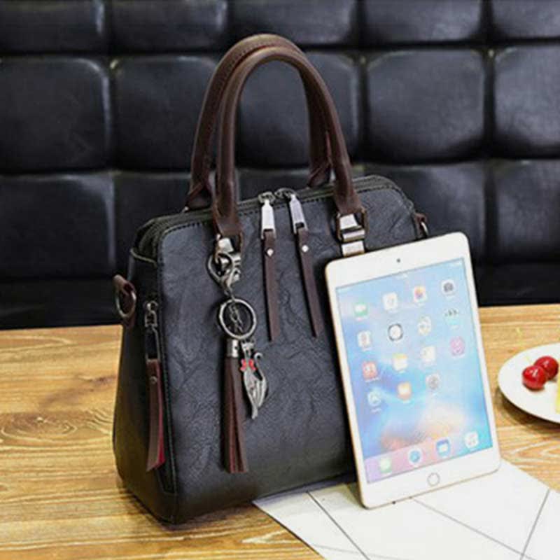 Handbags Purses for Women Vegan Leather Top-Handle Shoulder Bag with Zipper