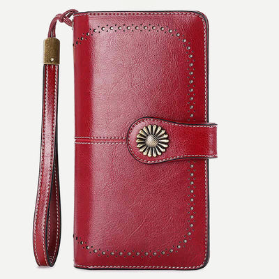 Women RFID Blocking Leather Wallet Multi-slot Credit Card Holder Clutch