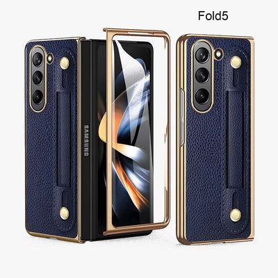 Samsung Fold Wrist Strap Foldable Anti Drop Leather Phone Case