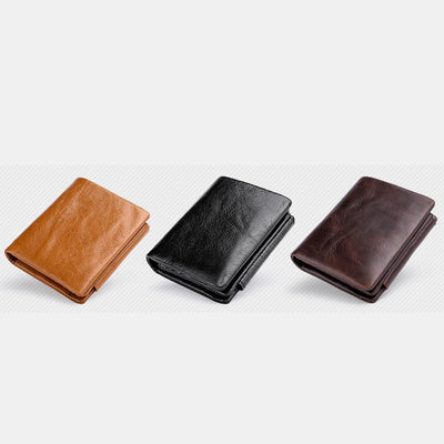 Genuine Leather RFID Trifold Vintage Wallet