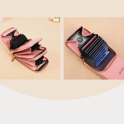 Touch Screen Phone Bag Accordion Multiple Card Slot For Women