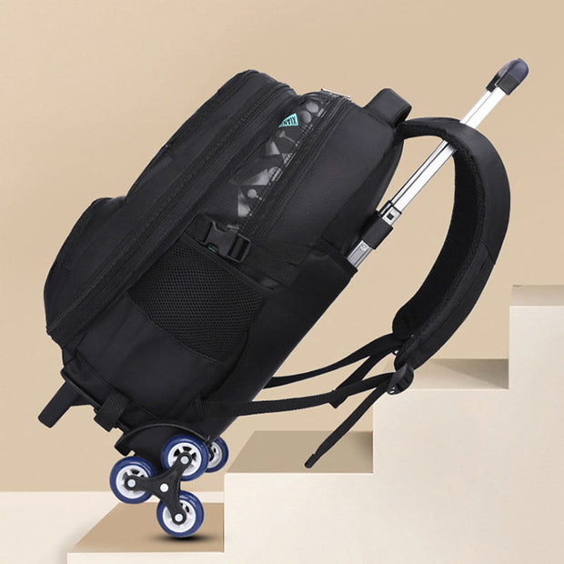Rolling Wheels Backpack Multifunctional Travel Bookbag For Teens Students