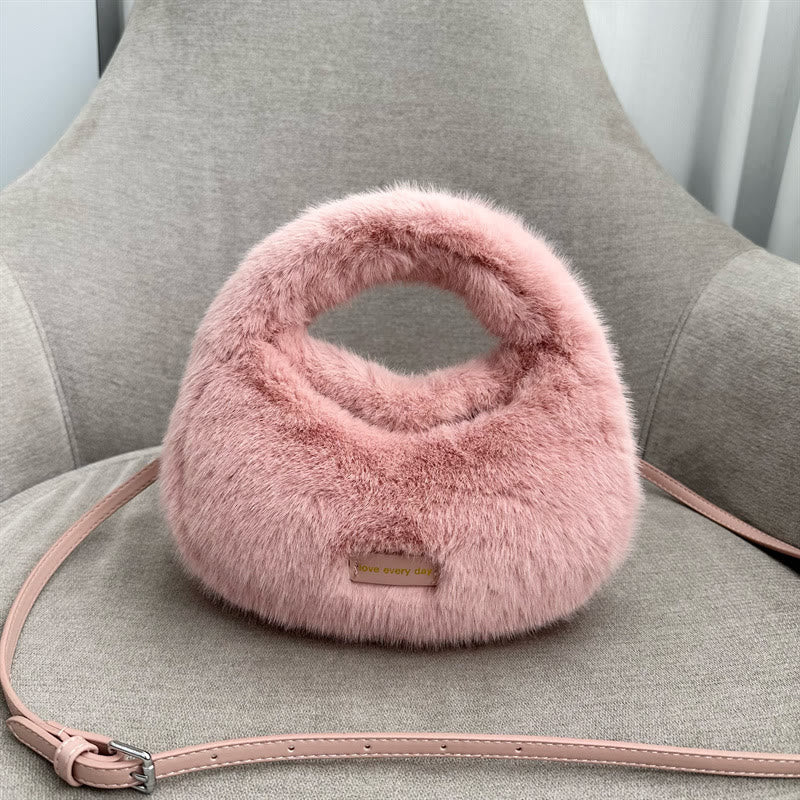 Faux Fur Purse For Women Adjustable Strap Small Crossbody Bag