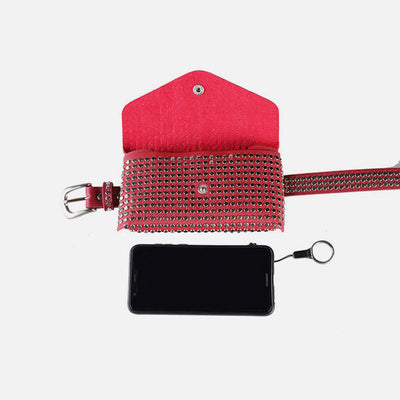 Punk Waist Bag For Women Sparkle Rivet Belt Bag