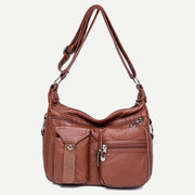 Women Soft Leather Crossbody Purse Double Compartment Roomy Handbag Shoulder Bag