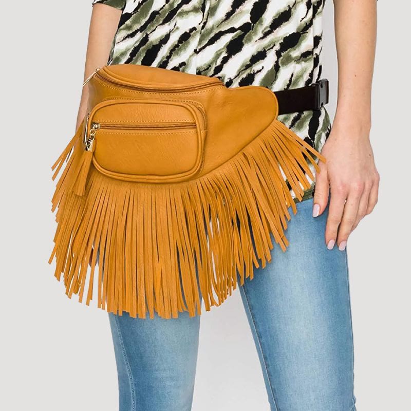 Waist Bag For Women Outdoor Multifunctional Tassel Crossbody Bag