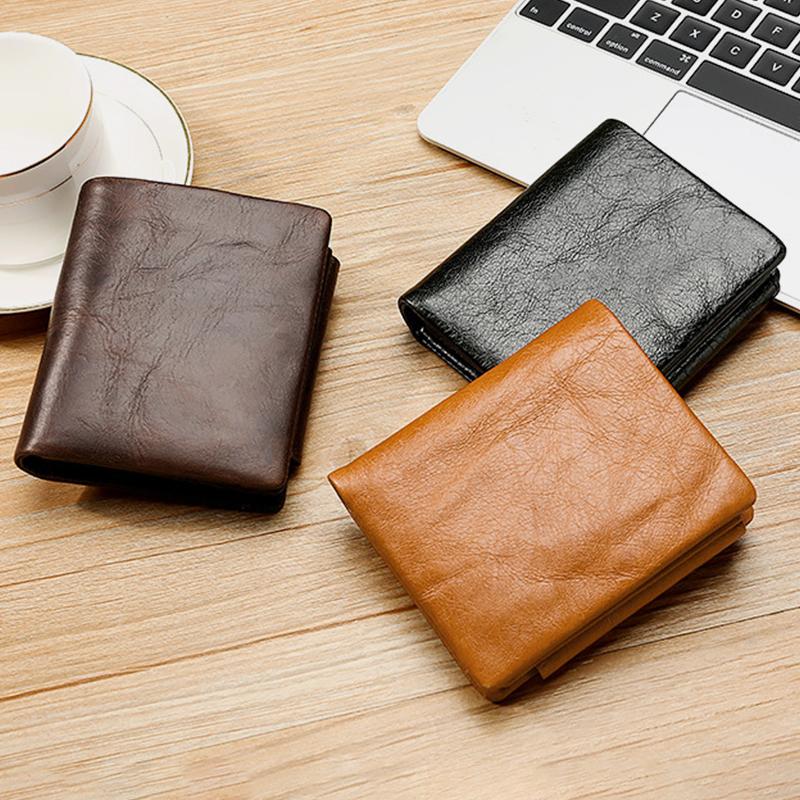 Genuine Leather RFID Trifold Vintage Wallet