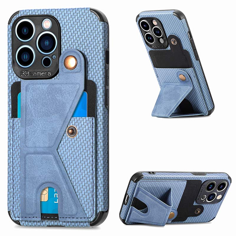 Shockproof Dustproof Leather Phone Case for iPhone with Card Slot Kickstand