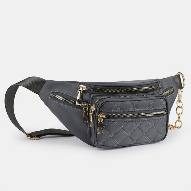 Lgihtweight Functional Womens Chest Sling Bag with Metal Chain Strap