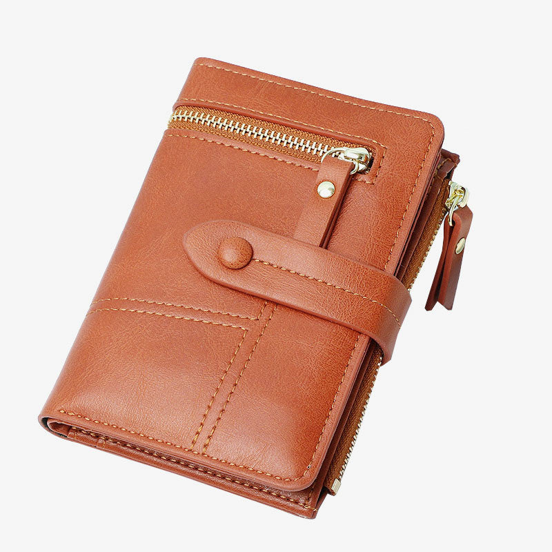 Short Leather Wallet For Women Use Minimalist Folding Coin Purse