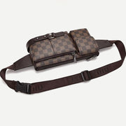 Waist Bag for Men Leather Plaid Travel Sling Bag Chest Bag