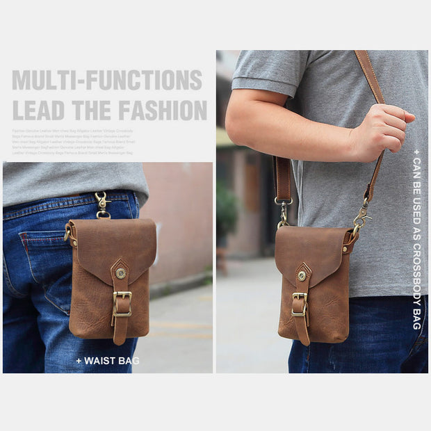 Retro Large Capacity Soft Genuine Leather Crossbody Bag