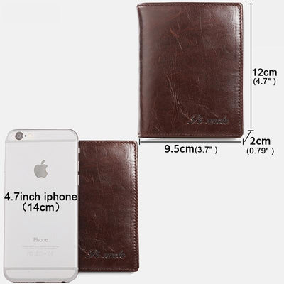 RFID Vertical Genuine Leather Multi-Slot Wallet