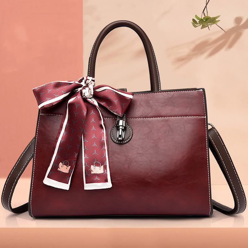 Ribbon Bow Handbag For Women Elegant Retro Crossbody Tote Purse