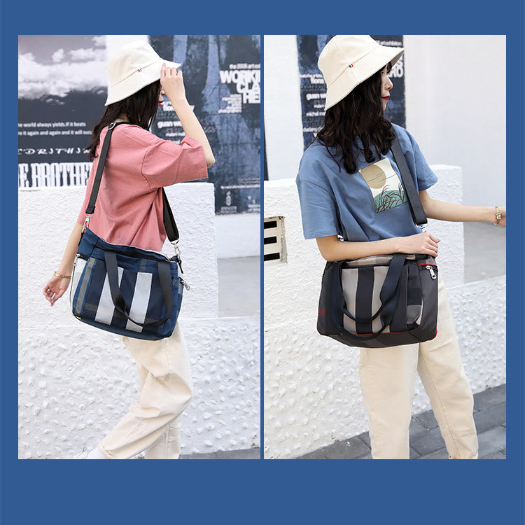 Tote Bag For Women Plaid Pattern Nylon Shoulder Bag