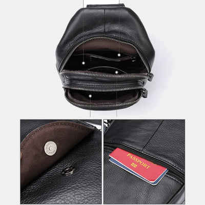 Sling Bag for Men Geniune Leather Casual Shopping Day Pack