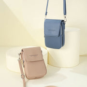 Mini Phone Bag For Women Leather Double Compartment Crossbody Bag