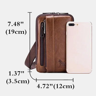 2-Way Use Genuine Leather Belt Loop Holster Mini Crossbody Bag