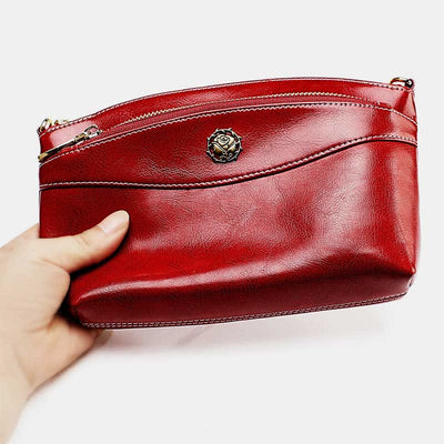 Retro Real Leather Crossbody Bag for Women Roomy Small Phone Bag