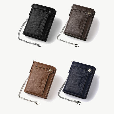 Antitheft Chain Wallet For Men Retro Leather Money Clip