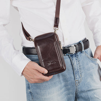 Genuine Leather Multifunctional Belt Loop Pouch Phone Bag Crossbody Bag