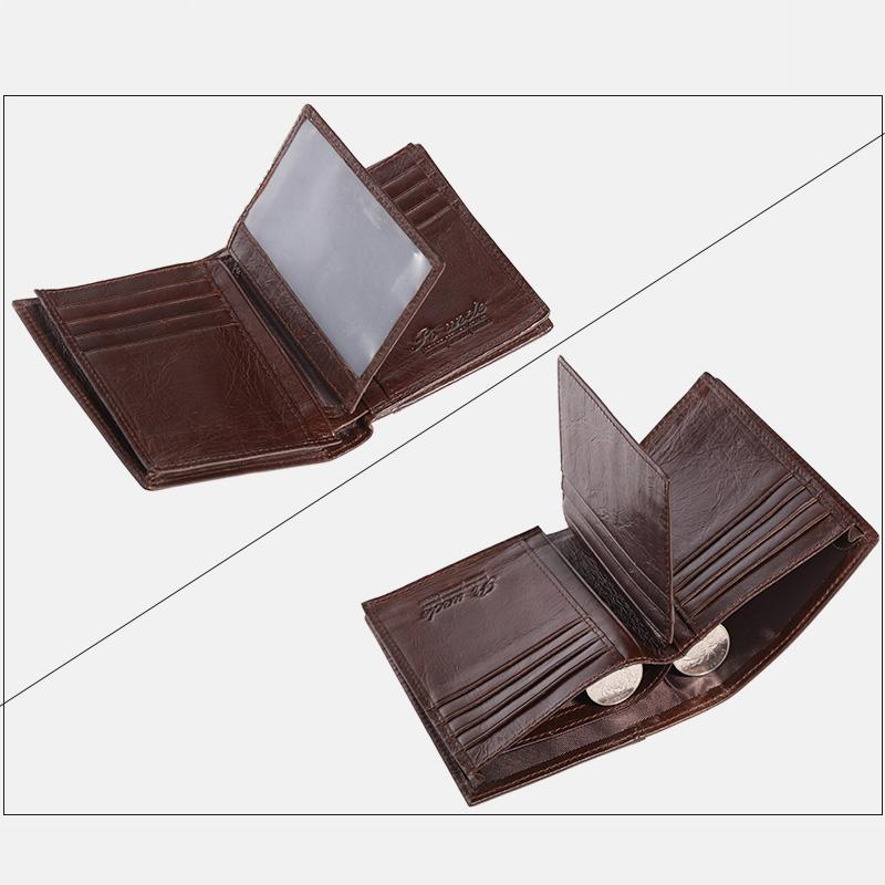 RFID Vertical Genuine Leather Multi-Slot Wallet