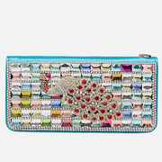 Long Leather Clutch For Women Diamond Encrusted Coin Wallet