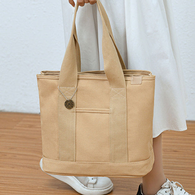 Large Underarm Tote For Women Durable Canvas Handbag With Zipper