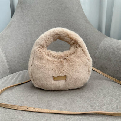 Faux Fur Purse For Women Adjustable Strap Small Crossbody Bag