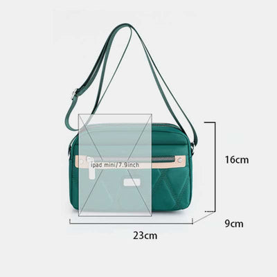 Waterproof Crossbody Bag for Women Double Zip Nylon Handbag Shoulder Purse