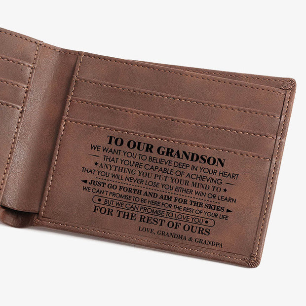 Laser Lettered Wallet For Family Gift Vintage Leather Purse