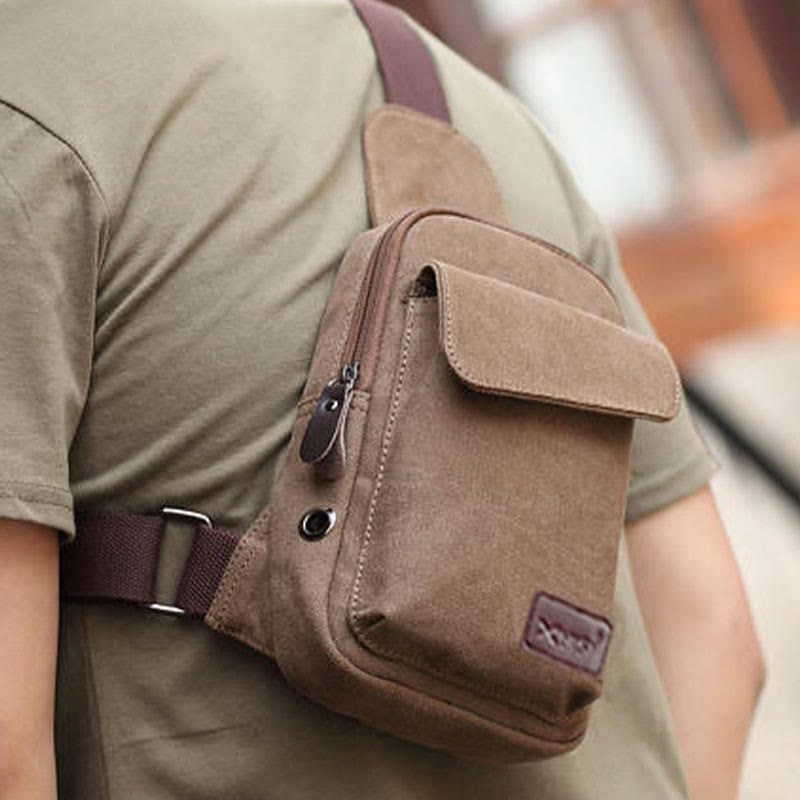 Sling Bag for Men Multifunctional Outdoor Sports Leisure Canvas Chest Bag