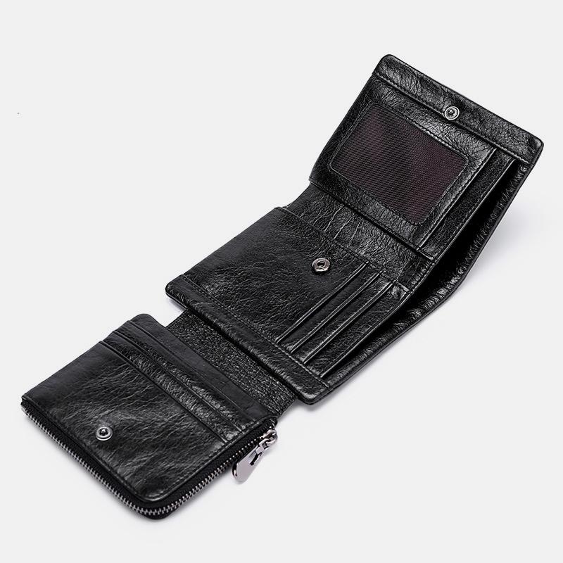 Genuine Leather RFID Trifold Vintage Wallet